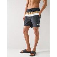 Boss Louis Large Global Stripe Swim Shorts - Black