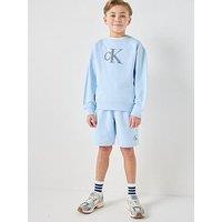 Calvin Klein Jeans Boys Crew Neck Sweatshirt And Short Set - Blue
