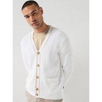 Boss C-Napoli Stripe Knitted Cardigan - White