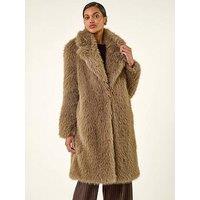Roman Premium Faux Fur Coat - Brown