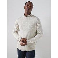 Barbour Flaxby Linen Blend Crew Neck Knitted Jumper - Light Beige