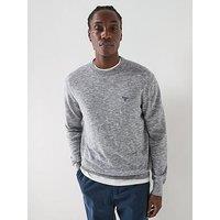 Barbour Flaxby Linen Blend Crew Neck Knitted Jumper - Navy