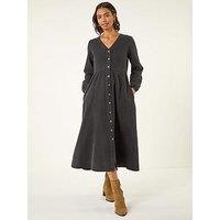 Roman Denim Button Through Midi Dress