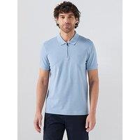 Boss Passerzip Zipped Polo Shirt - Light Blue