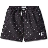 Calvin Klein Boys Medium Drawstring Print Swim Shorts - Black