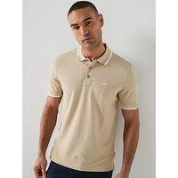 Boss Parlay 190 Regular Fit Pipe Trim Pique Polo Shirt - Beige
