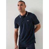 Boss Parlay 190 Regular Fit Pipe Trim Pique Polo Shirt - Dark Blue