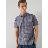 Barbour Barbour Appledore Geo Printed Regular Fit Short Sleeve Shirt - Navy
