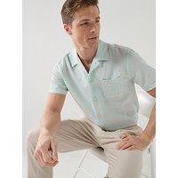 Barbour Barbour Landkey Overdyed Relaxed Open Collar Fit Short Sleeve Shirt - Light Blue