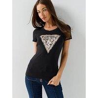 Guess Short Sleeve Leo Triangle T-Shirt - Black