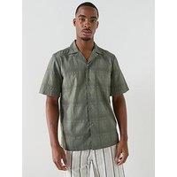 Boss Rayer_M Rivere Collar Self Check Shirt - Dark Khaki