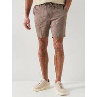Boss Modern Fit Linen Drawstring Shorts - Brown