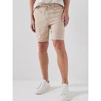 Boss H-Kane1 Modern Fit Linen Drawstring Shorts - Beige