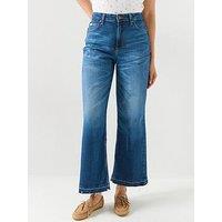 Guess Hr Wide Leg Cropped Jeans - Blue