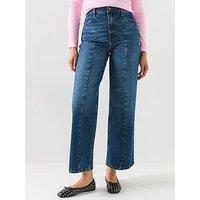 Guess G11 Wide Leg Crop Seamed Jeans - Blue