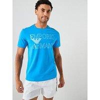 Emporio Armani Bodywear Bold Logo Crew Neck T-Shirt - Bright Blue
