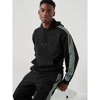 Ea7 Emporio Armani Train Premium Taped Sleeve Overhead Hoodie - Black