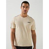 Ea7 Emporio Armani Logo Taped Sleeve T-Shirt - Beige