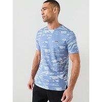 Boss Repeat Print Slim Fit T-Shirt - Light Blue