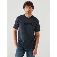Boss Terrace Logo Relaxed Fit Rubber Logo T-Shirt - Navy