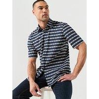 Boss Short Sleeve Pattern Shirt - Navy