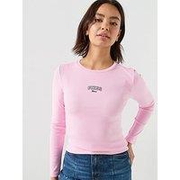 Guess Long Sleeve Slim T-Shirt - Pink