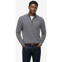 Superdry Wool Blend Half Zip Knitted Jumper - Grey