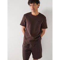 Boss Regular Fit Waffle Loungewear T-Shirt - Brown