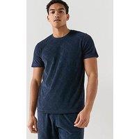 Emporio Armani Bodywear Allover Tonal Logo T-Shirt - Dark Blue