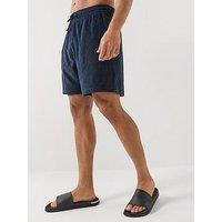 Emporio Armani Bodywear Allover Tonal Logo Shorts - Dark Blue