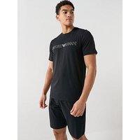 Emporio Armani Bodywear Megalogo Shortie Pyjama Set - Black