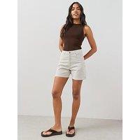 The Very Collection Stripe Denim Co-Ord Shorts - Off White