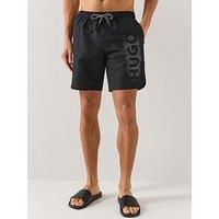 Hugo Spray Logo Swim Shorts - Black