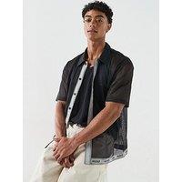 Hugo Lite Beach Mesh Short Sleeve Shirt - Black