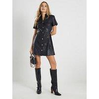 River Island Short Shirt Dress Buckle Waist - Black