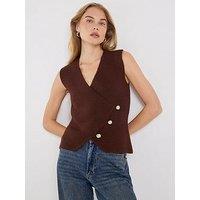 River Island Asymmetric Waistcoat - Brown