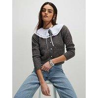 River Island Dandy Collar Cardi - Grey