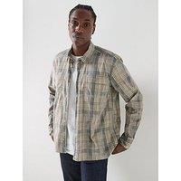 Barbour Maxwell Checked Patch Relaxed Fit Shirt - Khaki