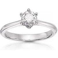 Ernest Jones Engagement Ring 14Ct Gold Six Claw Solitaire 066Ct Diamond Ring - White