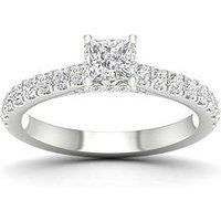 Ernest Jones Engagement Ring 18Ct Gold & Platinum Solitaire Princess Cut 1Ct Diamond Ring - White