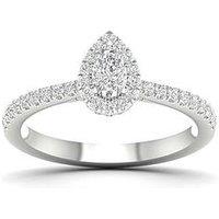 Ernest Jones Engagement Ring 18Ct Gold & Platinum Pear Halo 050Ct Diamond Ring - White