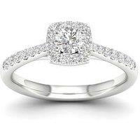 Ernest Jones Engagement Ring 18Ct Gold & Platinum Cushion Halo 0.50Ct Diamond Ring - White