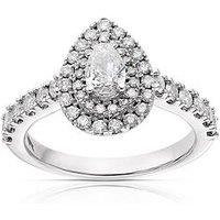 Ernest Jones Engagement Ring 18Ct Gold Pear Cut Halo 1Ct Diamond Ring - White