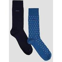 Boss Bodywear Mini Corp Pattern 2 Pack Mercerised Crew Socks - Blue