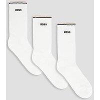 Boss 3P Global Stripe Sports Crew Socks - White