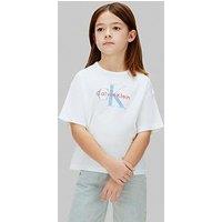 Calvin Klein Jeans Girls Seasonal Monologo Short Sleeve T-Shirt - White