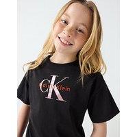 Calvin Klein Jeans Girls Monologo Short Sleeve T-Shirt - Black