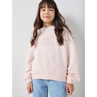 Calvin Klein Jeans Girls Ck Crewneck Sweatshirt - Pink