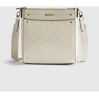 River Island Monogram Emboss Messenger Bag - Cream