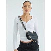 River Island Double Compartment Chain Crossbody Bag - Black